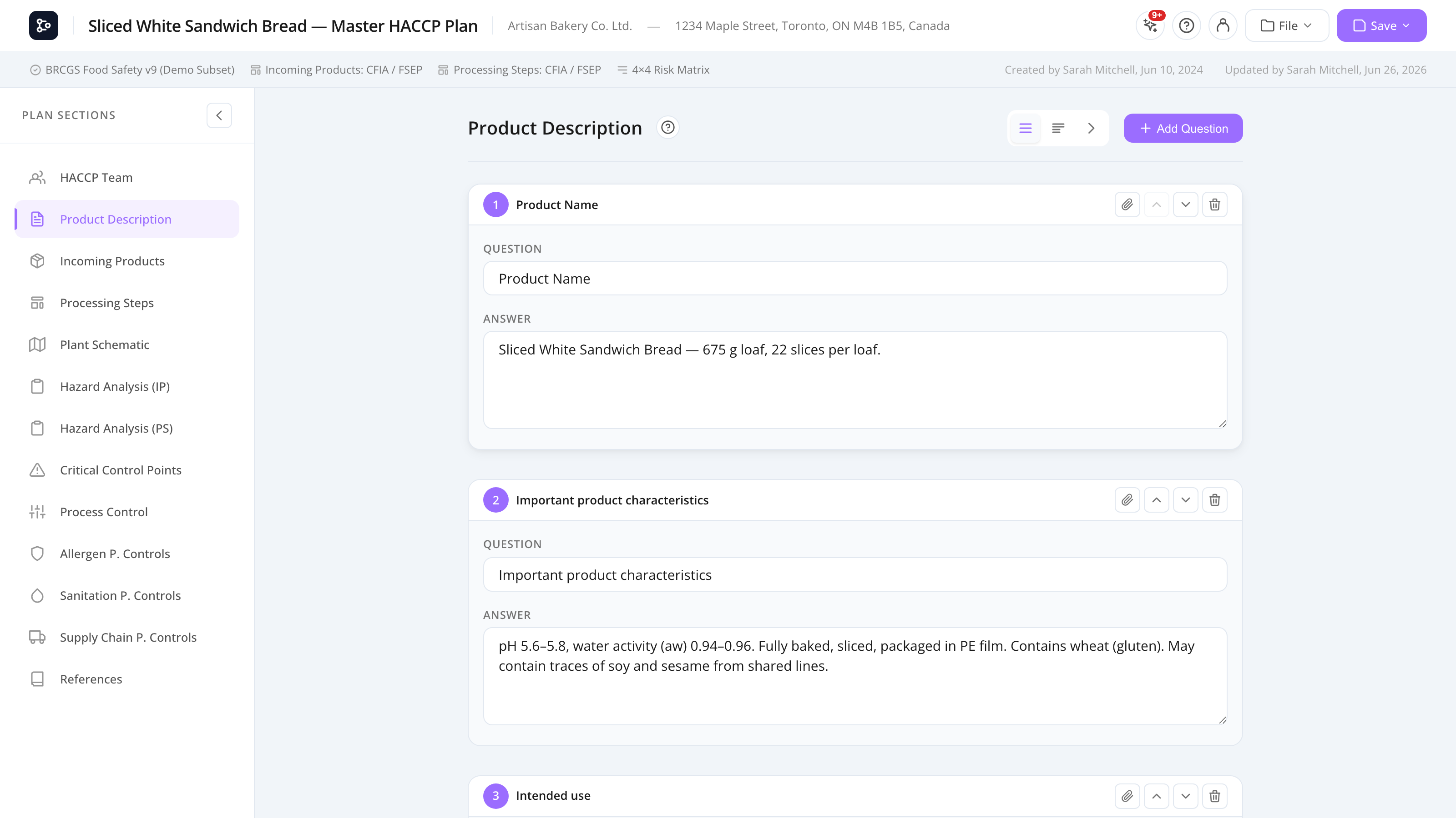 The Product Description in accordion view with one question expanded