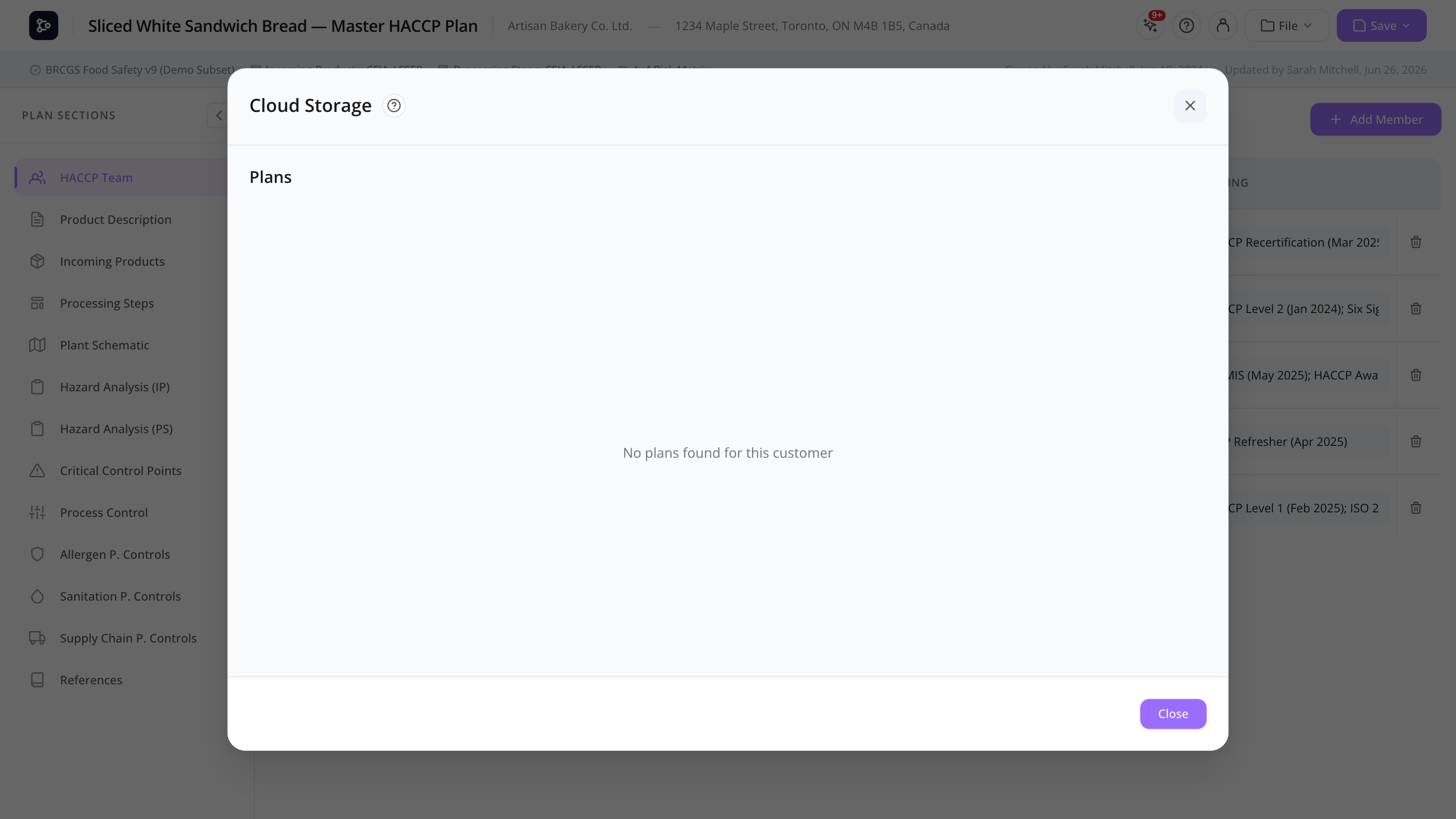 The cloud browser with a customer dropdown, plan list, and version history panel