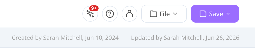 The What's new sparkle button in the top bar, with its update badge