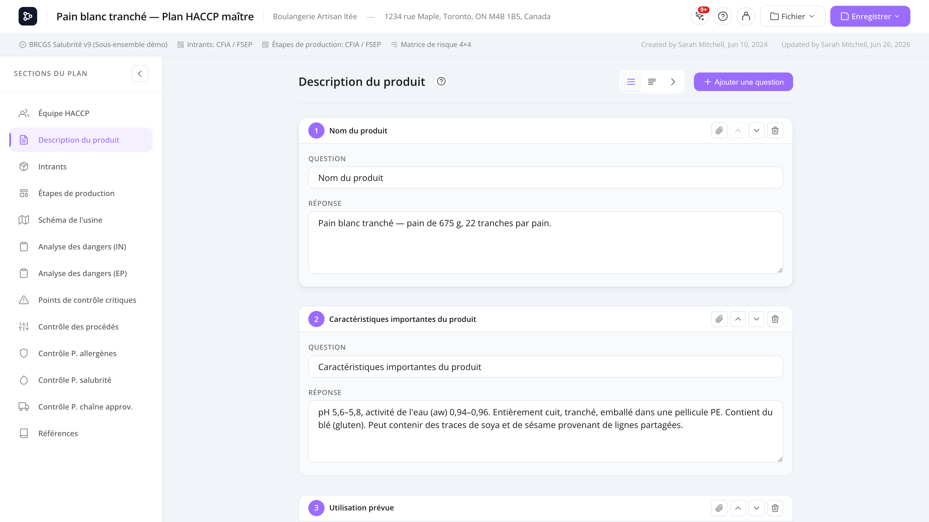 La Description du produit en vue accordéon avec une question développée